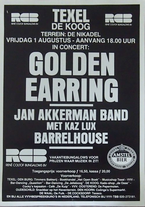 Golden Earring show poster Agusit 01 1986 De Koog - Open Air festival(Collection Edwin Knip)
